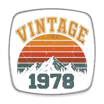 Vintage 1978 Retro Mountain Geburtstag 1978 - Viereckiger Kühlschrankmagnet - Weiß - Vorne