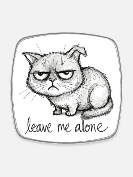 Doodle Cat - Square fridge magnet - white