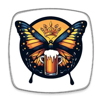 Schmetterling Bier Lustig - Viereckiger Kühlschrankmagnet - Weiß - Vorne