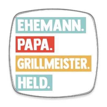 Grill Master Dad Father Hero BBQ Men - Square fridge magnet - white - Front