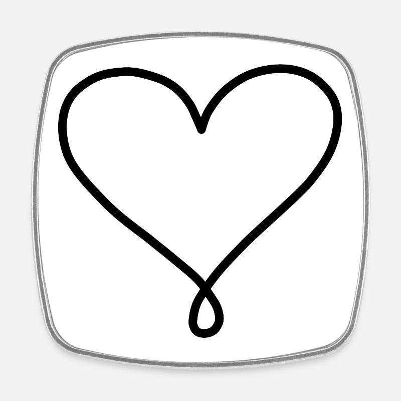 minimalist heart - Square fridge magnet - white