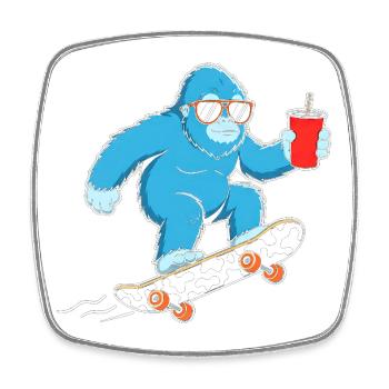 Blauer Yeti Skate & Drink - Viereckiger Kühlschrankmagnet - Weiß - Vorne