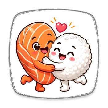 Sushi Hug Salmon Rice Japanese Food Sushi Hug - Square fridge magnet - white - Front