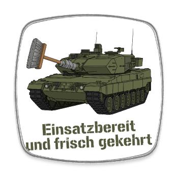 Einsatzbereit Und Frisch Gekehrt - Viereckiger Kühlschrankmagnet - Weiß - Vorne
