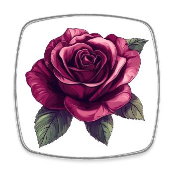 Dark Rose Blossom Illustration - Square fridge magnet - white - Front