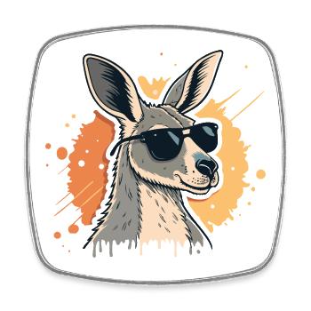 Kühle Sonne, Känguru und dunkle Brille - Viereckiger Kühlschrankmagnet - Weiß - Vorne