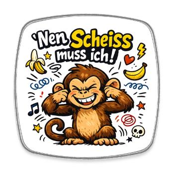 Nen Scheiss muss ich Affe - Viereckiger Kühlschrankmagnet - Weiß - Vorne