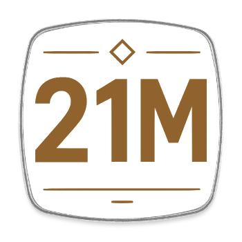 21M Bitcoin Limit Design Gold - Square fridge magnet - white - Front