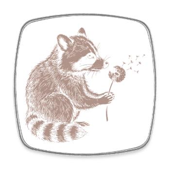 Whimsical Raccoon Dandelion Vintage Sketch Animal - Viereckiger Kühlschrankmagnet - Weiß - Vorne