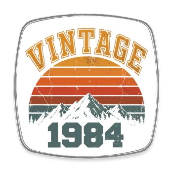 Vintage 1984 Birthday Mountain Retro 1984 - Viereckiger Kühlschrankmagnet - Weiß - Vorne