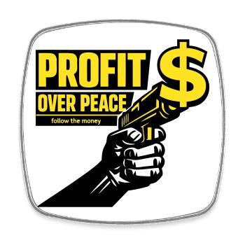 Profit Over Peace Satire - Square fridge magnet - white - Front