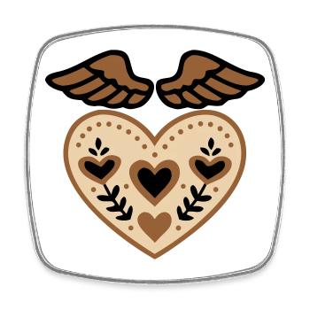 Tatouage d'ange gardien avec ailes en forme de cœur - Magnet carré - blanc - Devant