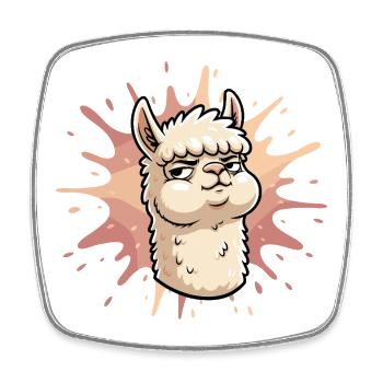 Confident Llama Splash - Square fridge magnet - white - Front