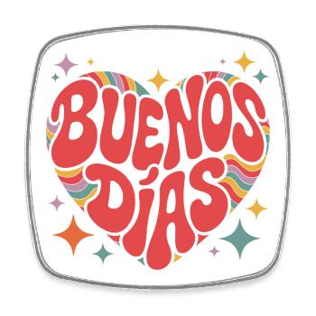 Groovy Buenos Dias Retro Heart - Square fridge magnet - white - Front