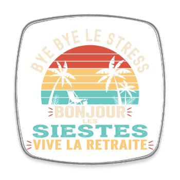 Idée Cadeau Départ Retraite Homme Femme - Magnet carré - blanc - Devant