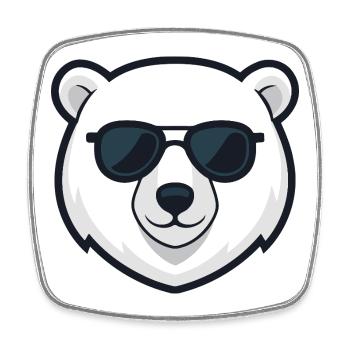 Polar Bear Black Glasses - Square fridge magnet - white - Front