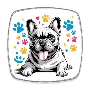 French Bulldog Cartoon Funny Bully with - Square fridge magnet - white - Front