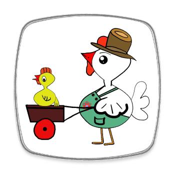 Huhn im Bauernhof Küken Hühner  Bauer - Viereckiger Kühlschrankmagnet - Weiß - Vorne