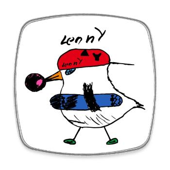 Lennys Skater-Huhn - Viereckiger Kühlschrankmagnet - Weiß - Vorne