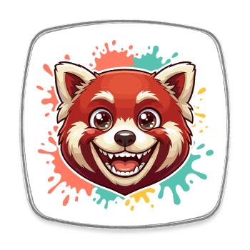 Panda Rouge Éclaboussure - Magnet carré - blanc - Devant