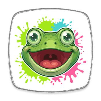 Cheerful Frog Splash - Square fridge magnet - white - Front