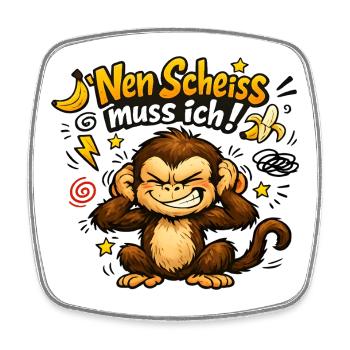 Nen Scheiss Muss Ich Affe - Viereckiger Kühlschrankmagnet - Weiß - Vorne