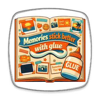 Erinnerungen kleben | Scrapbooking - Viereckiger Kühlschrankmagnet - Weiß - Vorne