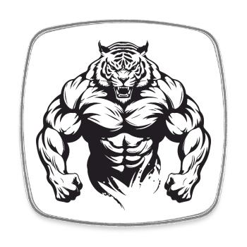 Culturisme Tiger - Magnet carré - blanc - Devant