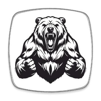 Grizzly Bear Muscles - Square fridge magnet - white - Front
