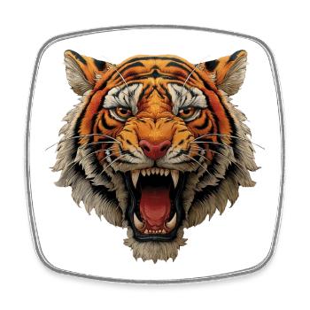 Tiger Head Roaring - Square fridge magnet - white - Front