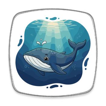 Oceanic whale in sunlight - Square fridge magnet - white - Front