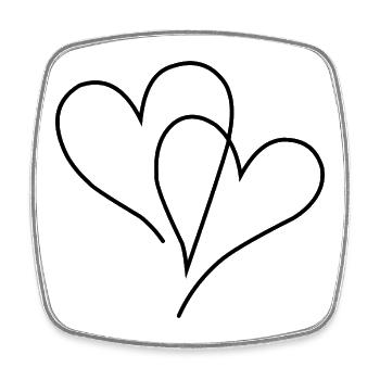 Two Hearts in Minimalist Line Art - Square fridge magnet - white - Front