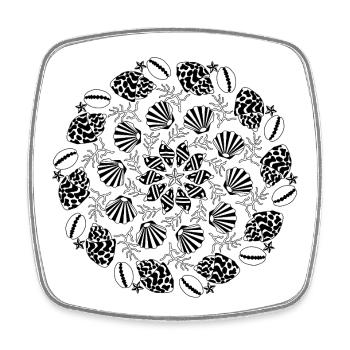 Shell Mandala black and white - Square fridge magnet - white - Front