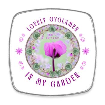 pink violet floral floral floral blossom - Square fridge magnet - white - Front