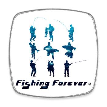 Silhouettes du pêcheur Pêchent pour toujours - Magnet carré - blanc - Devant
