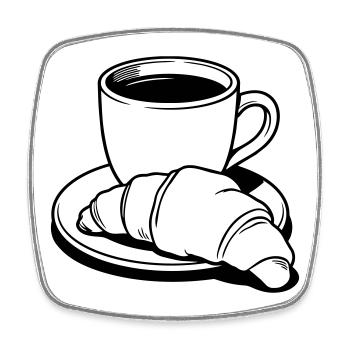 coffee croissant - Square fridge magnet - white - Front