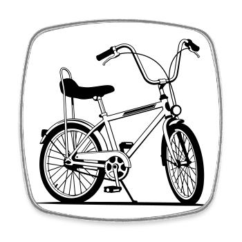 Retro-Motorrad - Viereckiger Kühlschrankmagnet - Weiß - Vorne