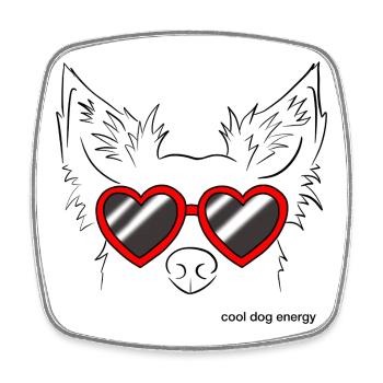 cool dog energy - Viereckiger Kühlschrankmagnet - Weiß - Vorne