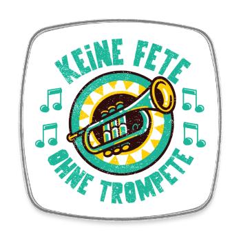 Pas de fête sans trompette, fanfare, cuivres, jazz - Magnet carré - blanc - Devant