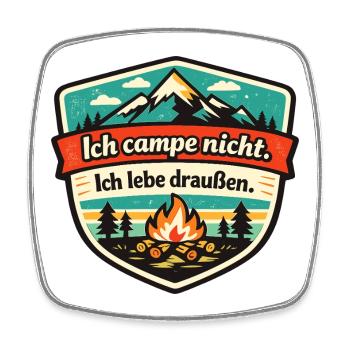 Camping-car, van, camping-car, lune - Magnet carré - blanc - Devant