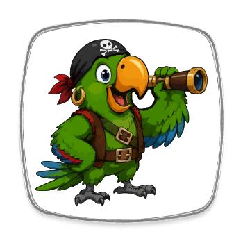 Oiseau pirate avec lunette de repérage - Magnet carré - blanc - Devant