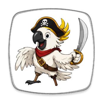 Captain Parrot Pirate Adventure - Square fridge magnet - white - Front