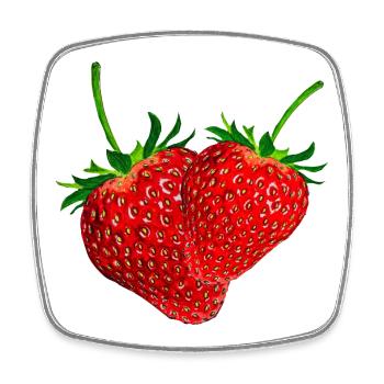 Fraises - Magnet carré - blanc - Devant