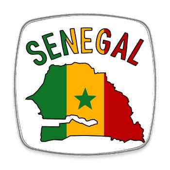 Senegal Flagge Landkarte Silhouette - Viereckiger Kühlschrankmagnet - Weiß - Vorne