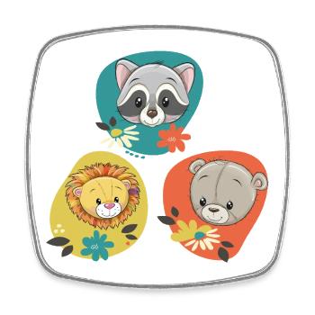 Waschbär Löwe Bär - Viereckiger Kühlschrankmagnet - Weiß - Vorne