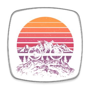 Retro MTB Mountain Bike Alps Sunset Trail Bike - Square fridge magnet - white - Front