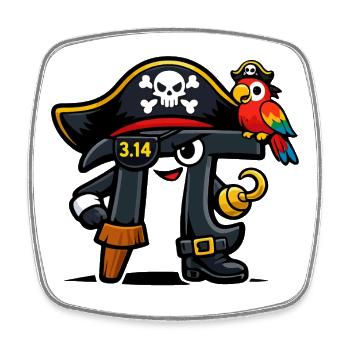 Pi devine les maths Jour Pi Pirate Design - Magnet carré - blanc - Devant
