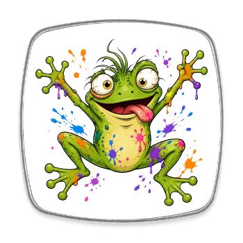 Frecher Frosch mit Farbklecksen - Viereckiger Kühlschrankmagnet - Weiß - Vorne