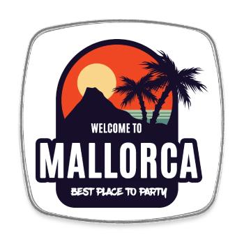 Welcome to Mallorca Party Sunset - Viereckiger Kühlschrankmagnet - Weiß - Vorne