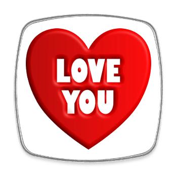 Herz love you - Viereckiger Kühlschrankmagnet - Weiß - Vorne
